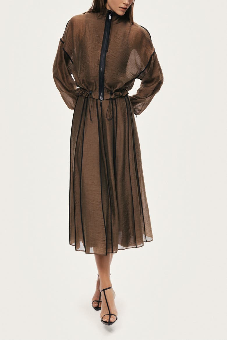 Sheer Zip Front Jacket, Alternate, color, Camel
