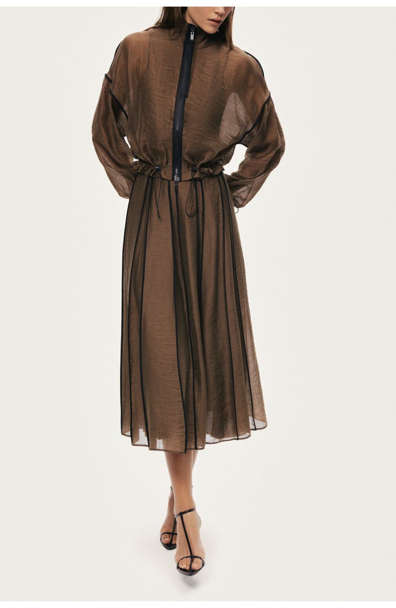 Nocturne Sheer Zip-Front Jacket, Alternate, color, Camel