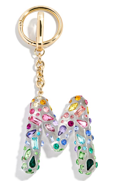 Crystal Initial Key Ring Bag Charm