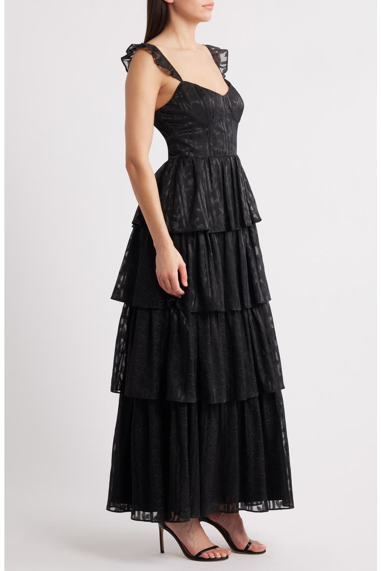 Magnolia Tiered Organza Gown, Alternate, color, BLACK