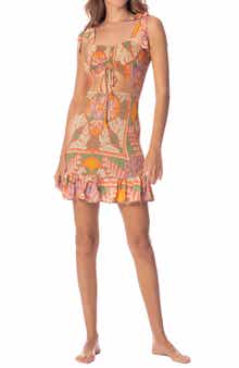 Kaleidescope Smocked Cover-Up Minidress