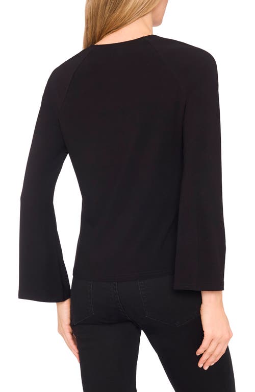 Cece Pearly Bow Knit Top In Black