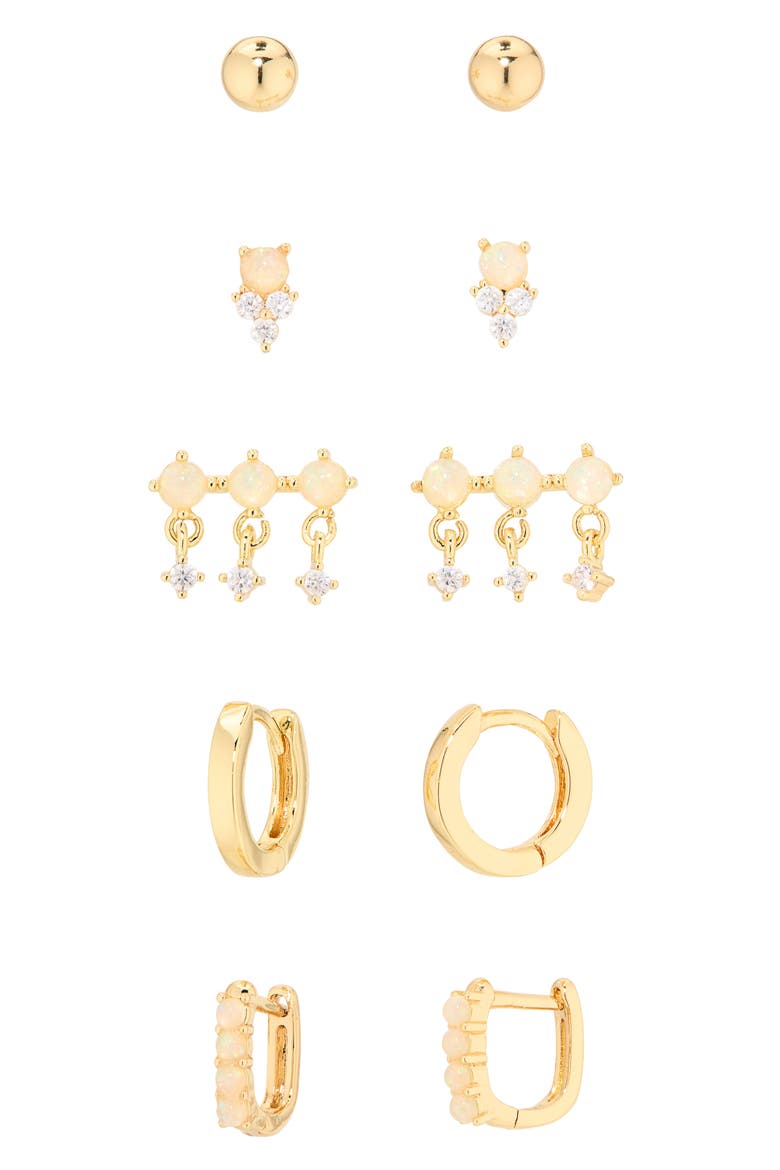 6-Pack Stud & Hoop Earrings, Alternate, color, CLEAR- GOLD