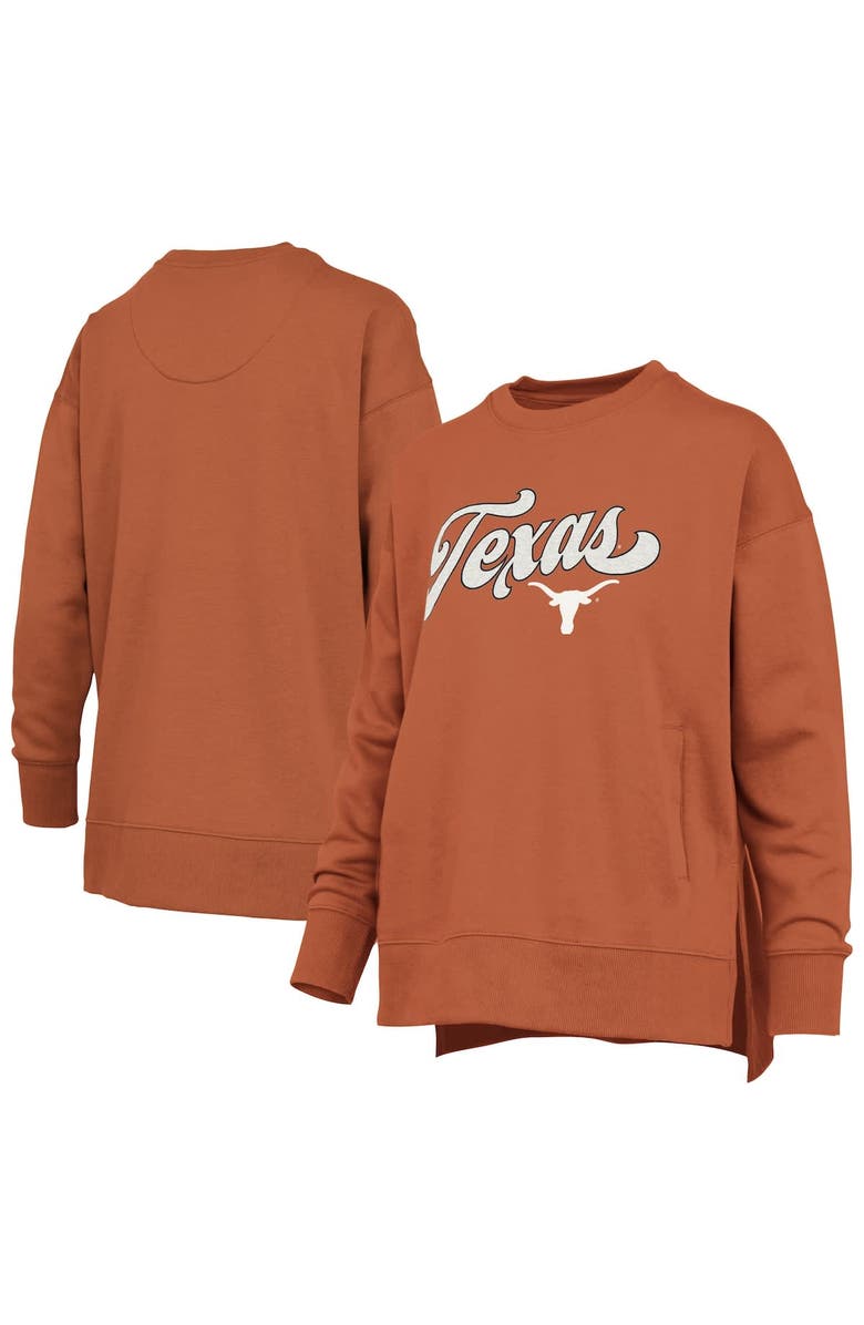 PRESSBOX Women's Pressbox Burnt Orange Texas Longhorns Bonanza Chenille Harper Script Sweatshirt, Main, color, Burnt Orange