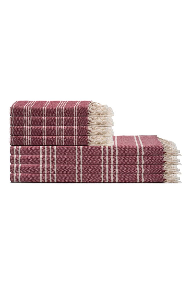 Essential Stripe Turkish Cotton Towel Bundle, Main, color, Burgundy