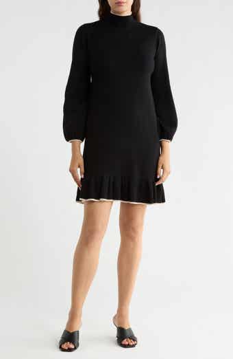 Mock Neck Long Sleeve Sweater Dress