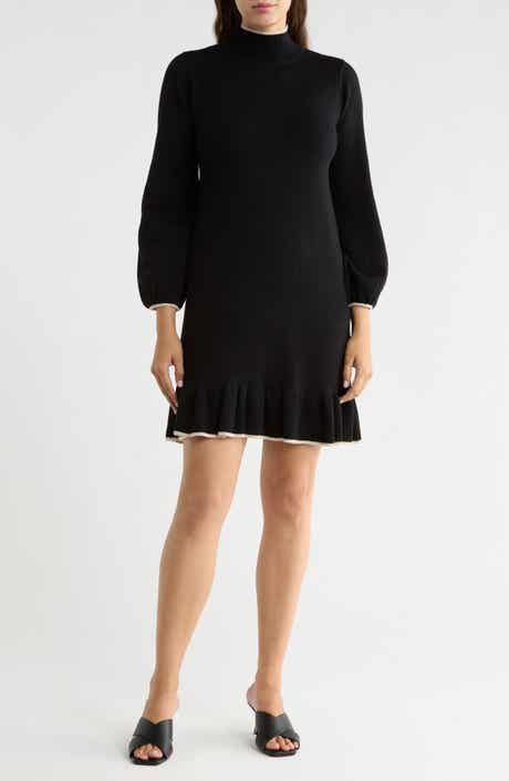 Mock Neck Long Sleeve Sweater Dress