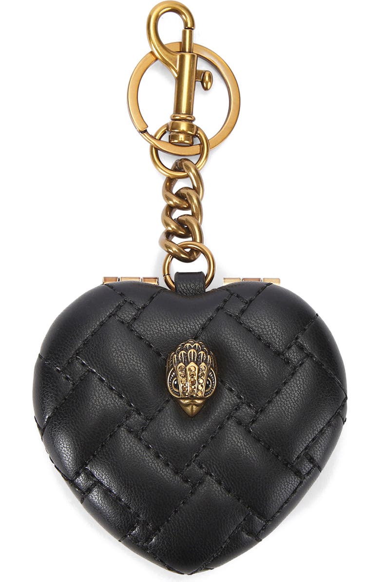Kurt Geiger London Kensington Heart Mirror Bag Charm, Main, color, Black