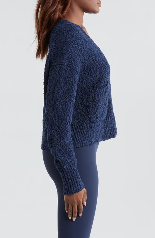 Shop Lunya Textured Cotton Snap Front Cardigan In Deep Blue