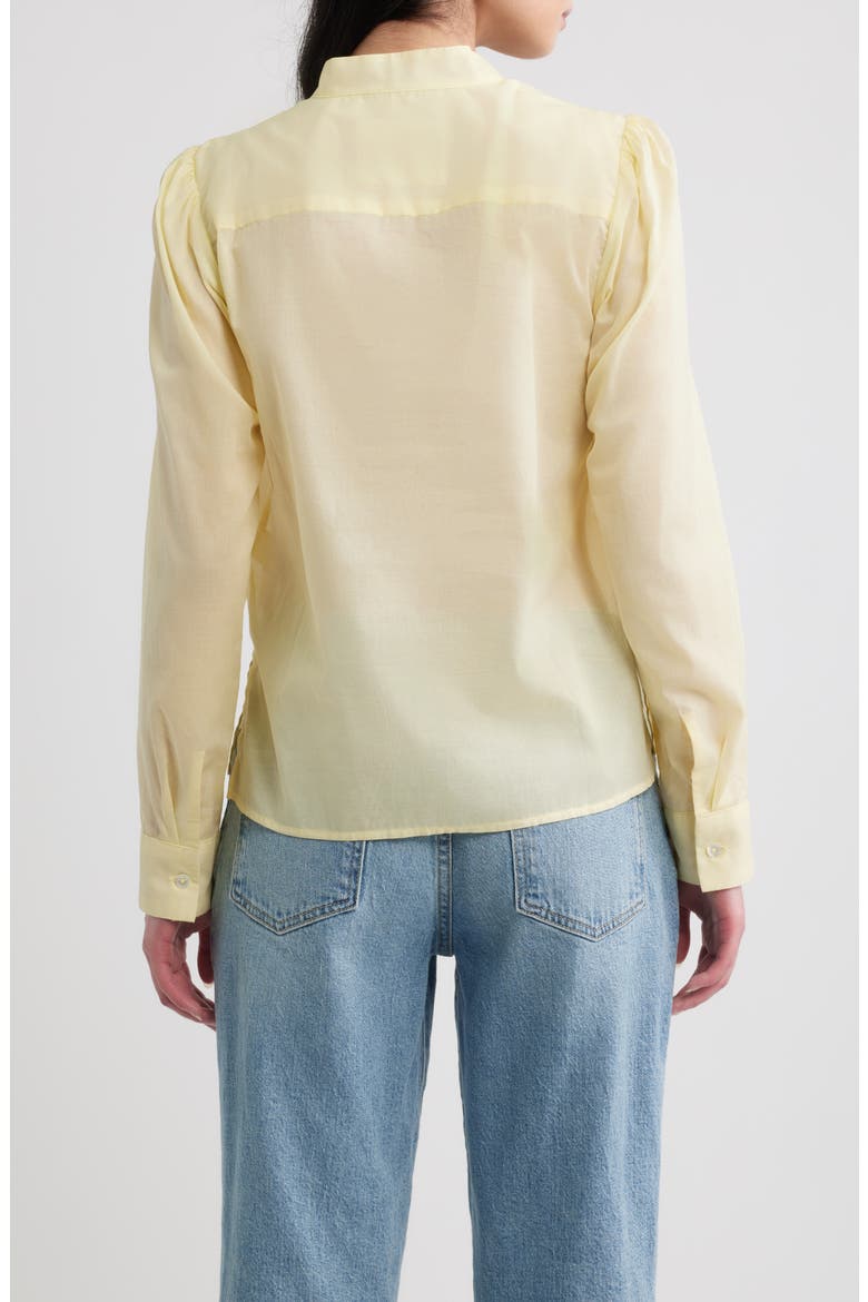 Long Sleeve Pleat Woven Top, Alternate, color, BUTTER YELLOW SHEER