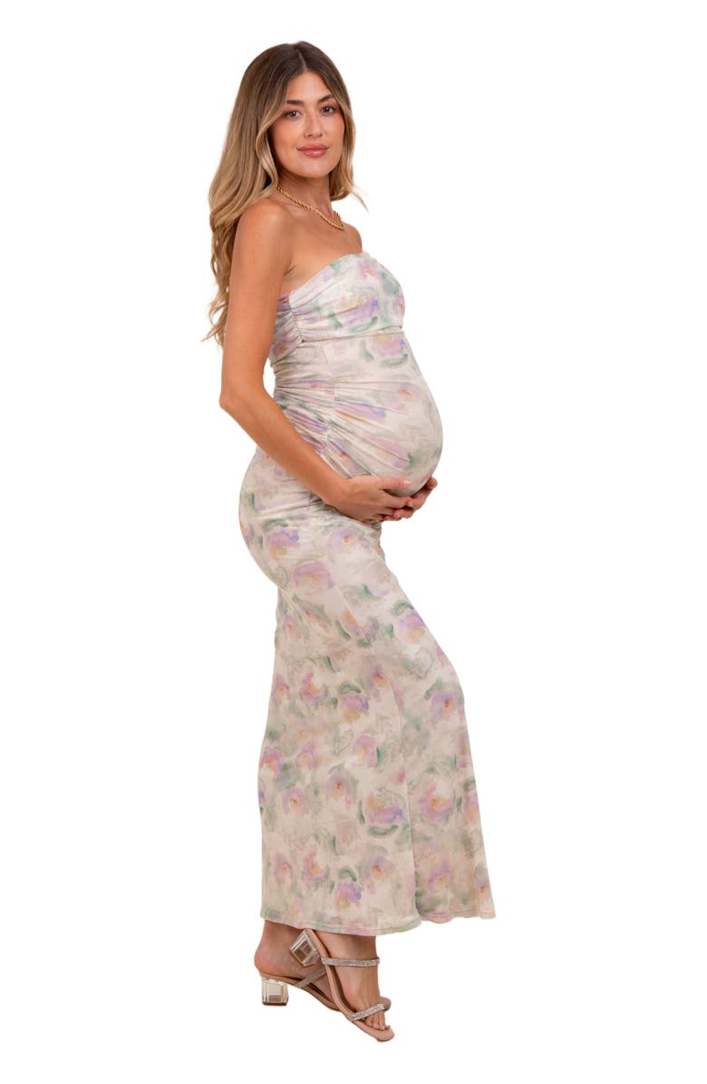 PinkBlush One Shoulder Ruched Maxi Dress, Alternate, color, Cream