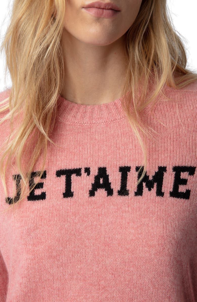 Zadig & Voltaire Lili Je T'Aime Cashmere Sweater, Alternate, color,