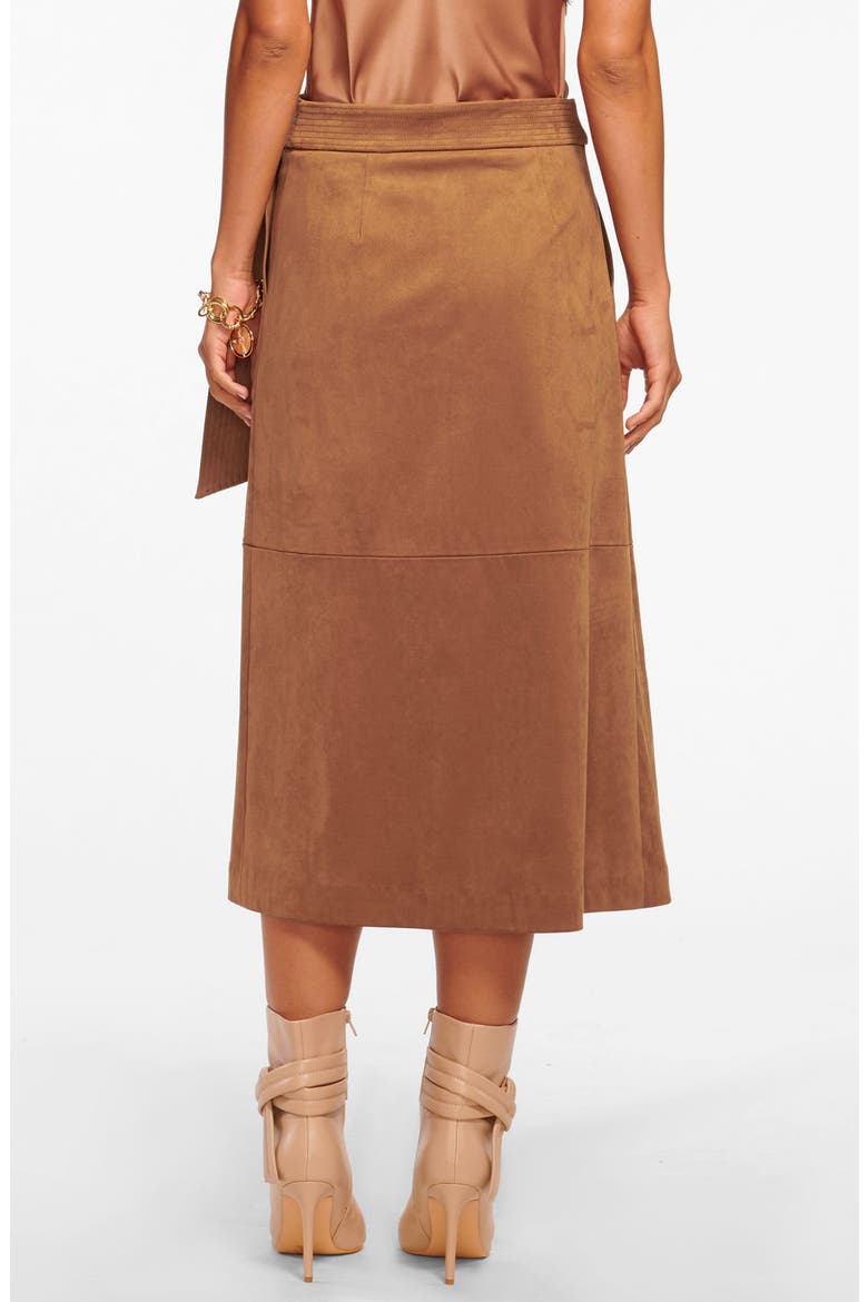 Delphia Faux Suede Wrap Skirt, Alternate, color, SADDLE