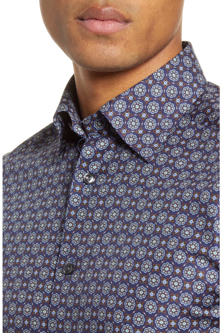 Slim Fit Medallion Dress Shirt, Alternate, color, BLUE
