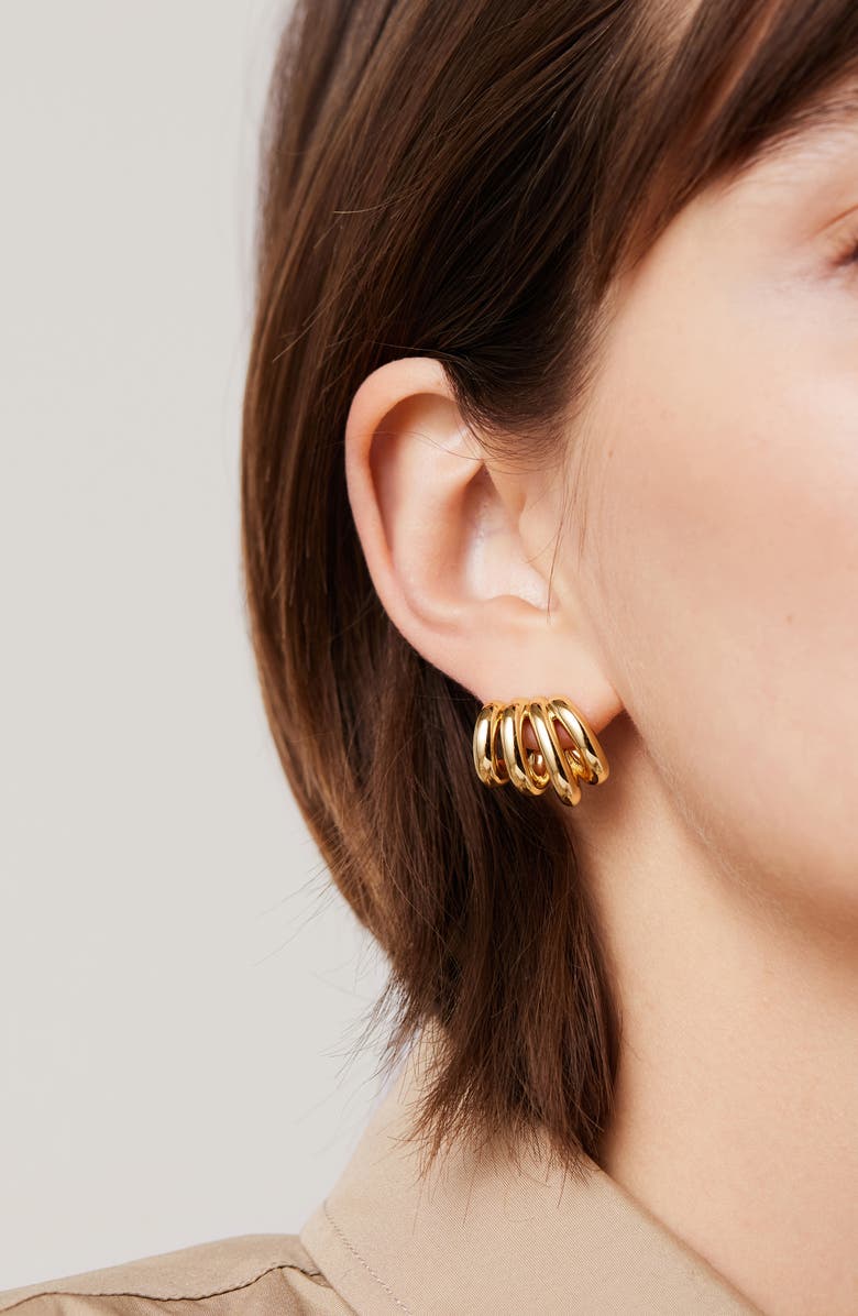 JENNY BIRD Monroe Rib Hoop Earrings, Alternate, color, High Polish Gold