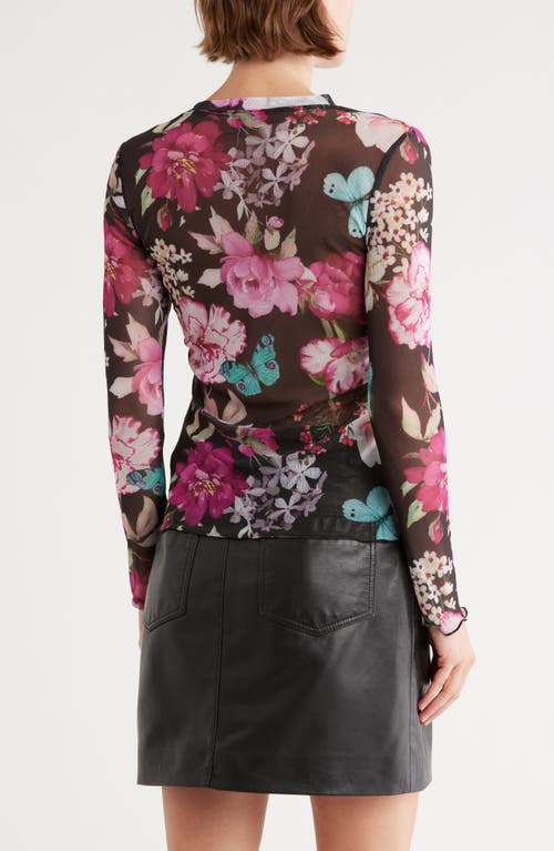 Tash And Sophie Long Sleeve Powermesh Top In Multi