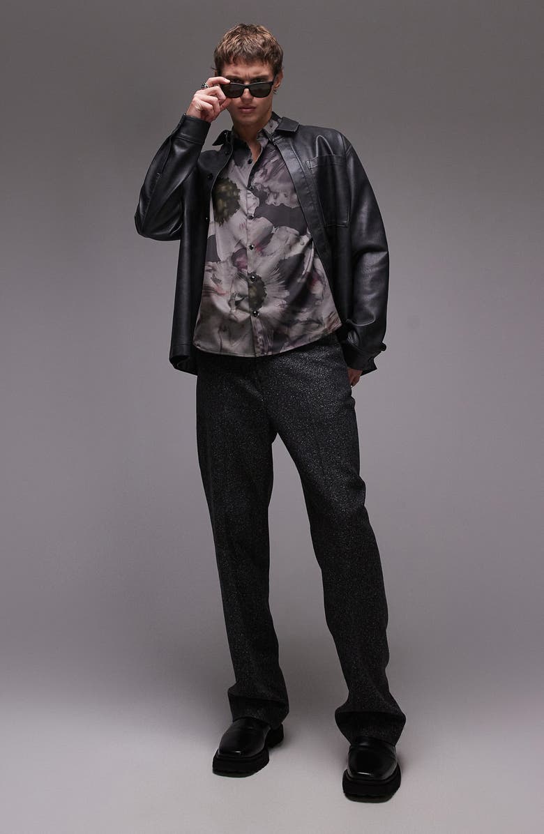 Topman Faux Leather Shacket, Alternate, color, 