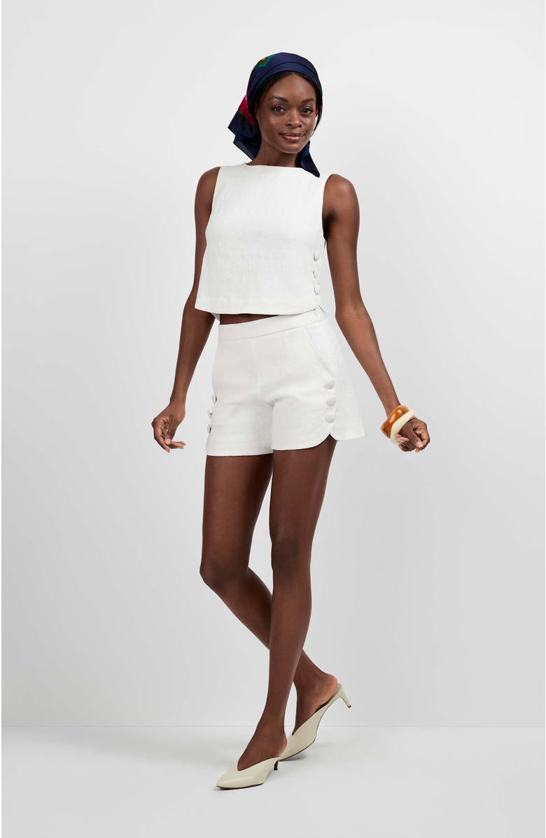 Trina Turk Siara Button Side Top, Main, color, Whitewash