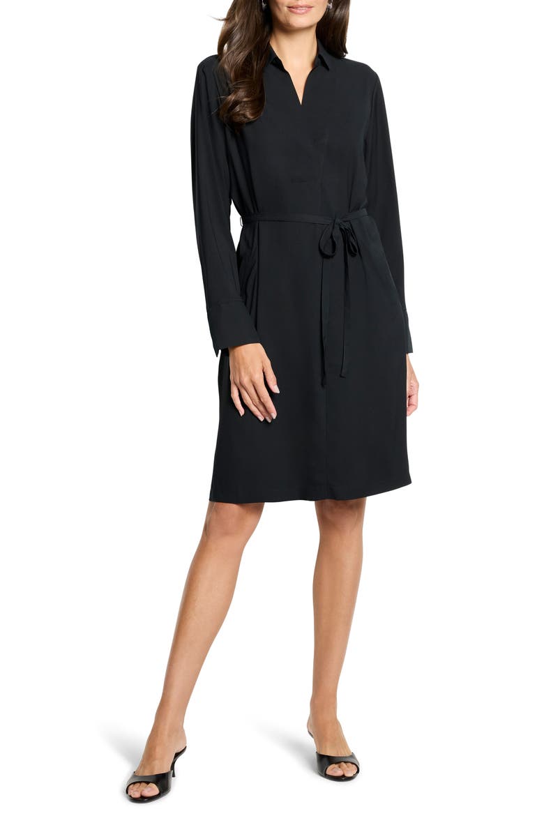 Devon Long Sleeve Shirtdress, Main, color, BLACK ONYX