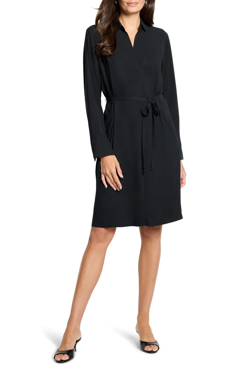 NIC+ZOE Devon Long Sleeve Shirtdress, Main, color, Black Onyx