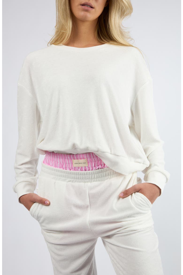 Terry Cloth Sweatshirt, Main, color, WHITE