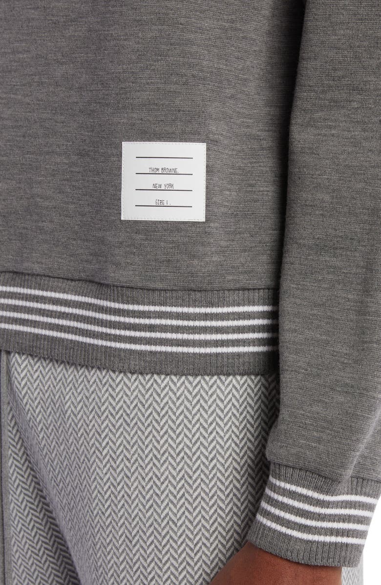 Thom Browne Milano V-Neck Virgin Wool Sweater, Alternate, color, 