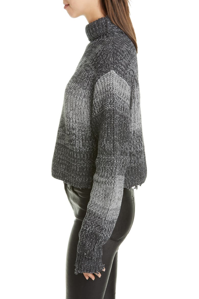 Beau Stripe Distressed Cotton Turtleneck Sweater, Alternate, color, HEATHER VAPE