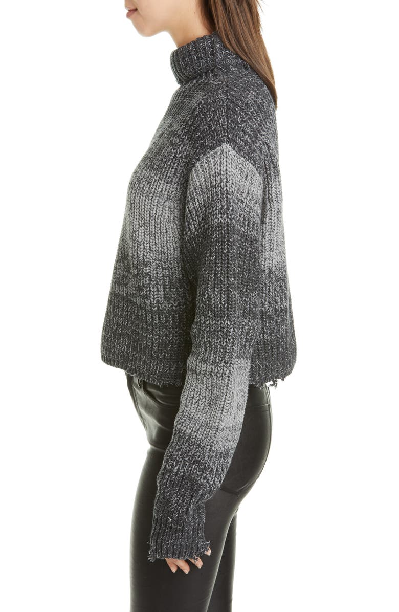 RtA Beau Stripe Distressed Cotton Turtleneck Sweater, Alternate, color,