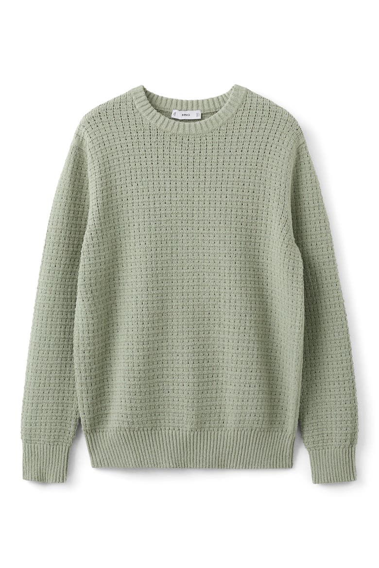 Crewneck Open Knit Sweater, Alternate, color, MINT GREEN