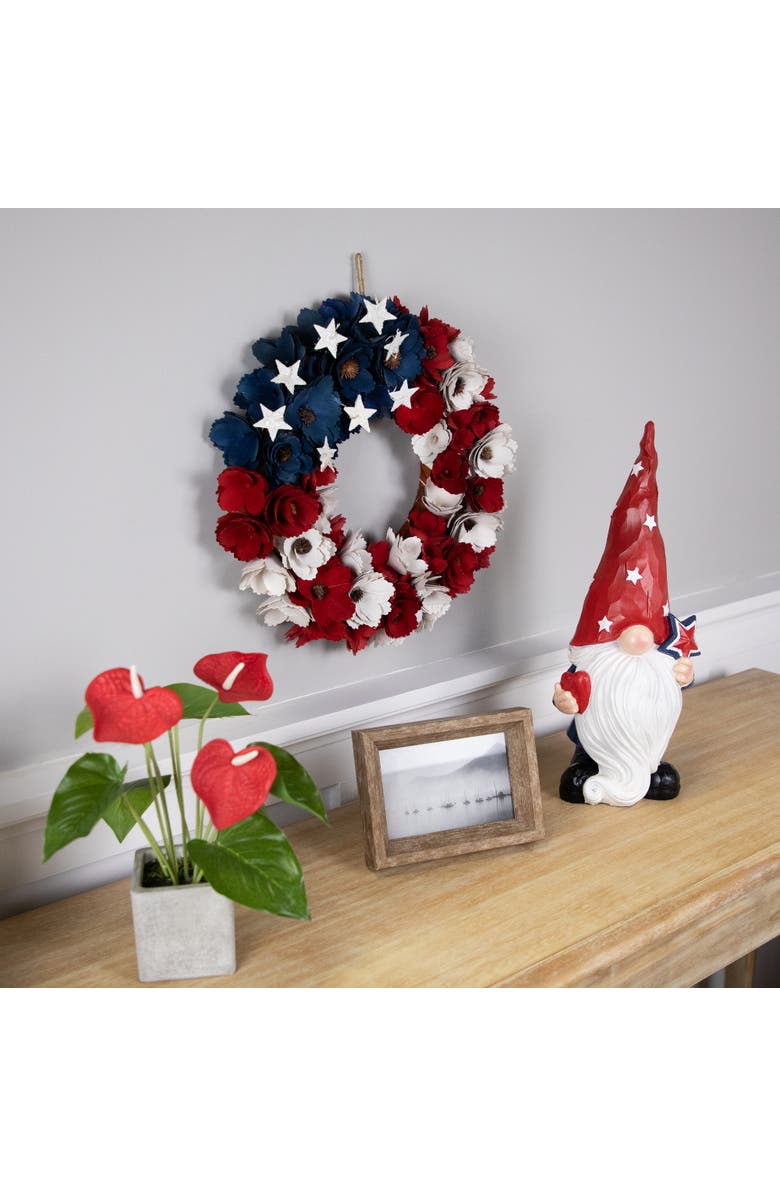 Northlight Wooden Roses Floral Flag Patriotic Wreath - 15", Alternate, color, 