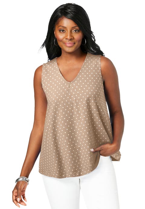 Stretch Cotton V-Neck Trapeze Tank