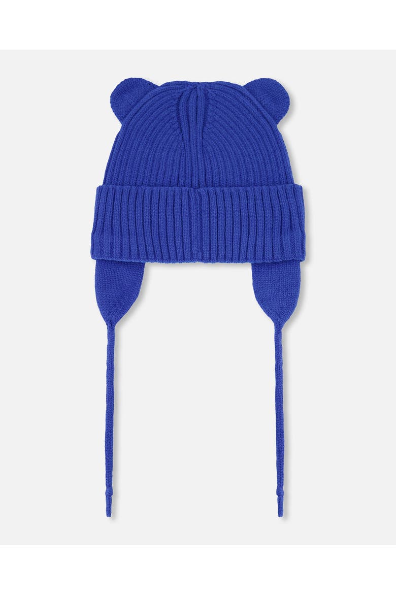 Boy Logo Patch Ribbed Knit Hat, Alternate, color, Royal Blue