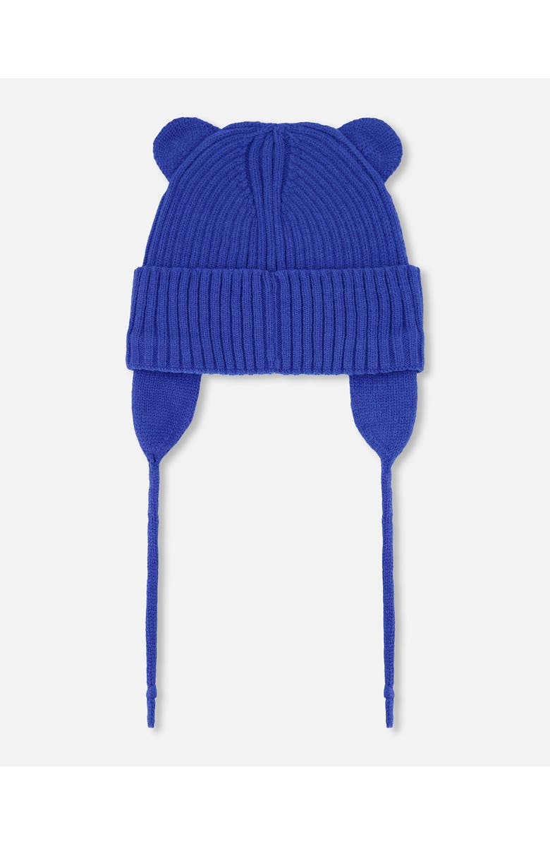 Deux par Deux Boy Logo Patch Ribbed Knit Hat, Alternate, color, Royal Blue