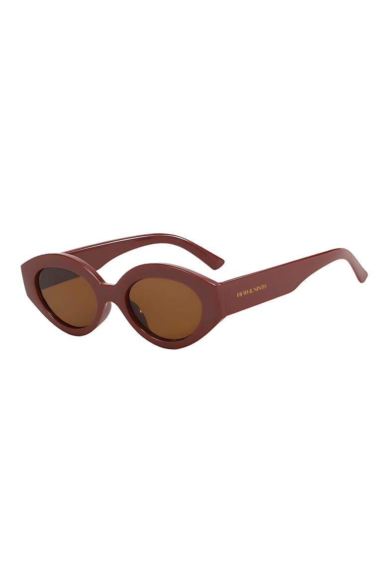 Emily 52mm Oval Polarized Sunglasses, Alternate, color, BROWN / BROWN
