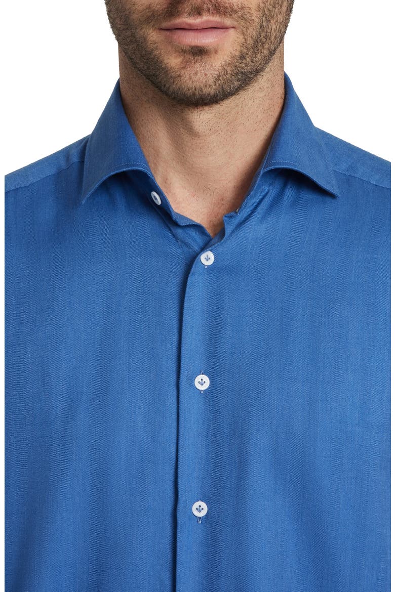 Bellamy Herringbone Cotton Blend Sport Shirt, Alternate, color, BLUE