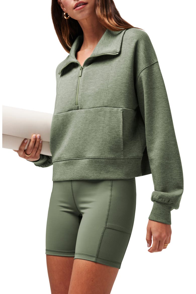 Skyloft Half Zip Top, Alternate, color, HEATHER AGAVE GREEN