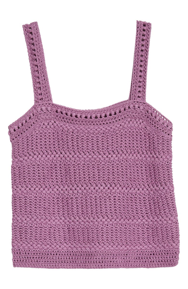 Vince Square Neck Textured Cotton Knit Tank, Alternate, color,