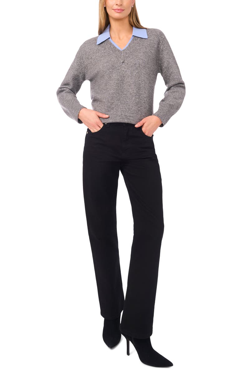 Halogen<sup>®</sup> Contrast Collar Twofer Sweater, Alternate, color, Fossil