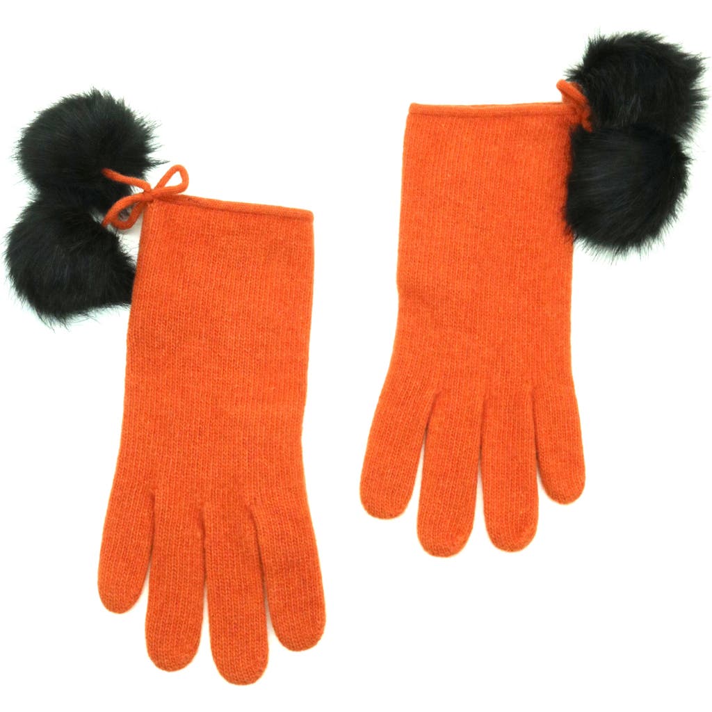 Portolano Pompom Wool Blend Gloves In Orange