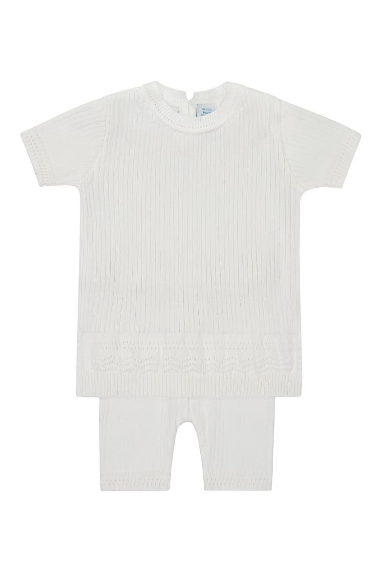 Kids' Pointelle Rib Short Sleeve Sweater & Pants Set, Main, color, IVORY