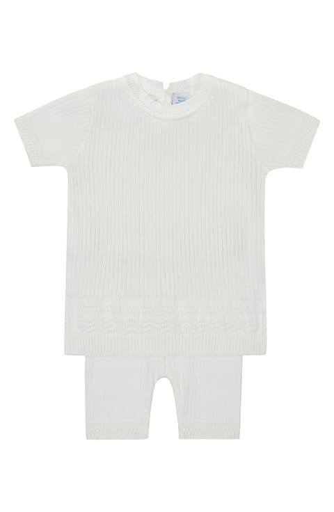 Kids' Pointelle Rib Short Sleeve Sweater & Pants Set (Baby)