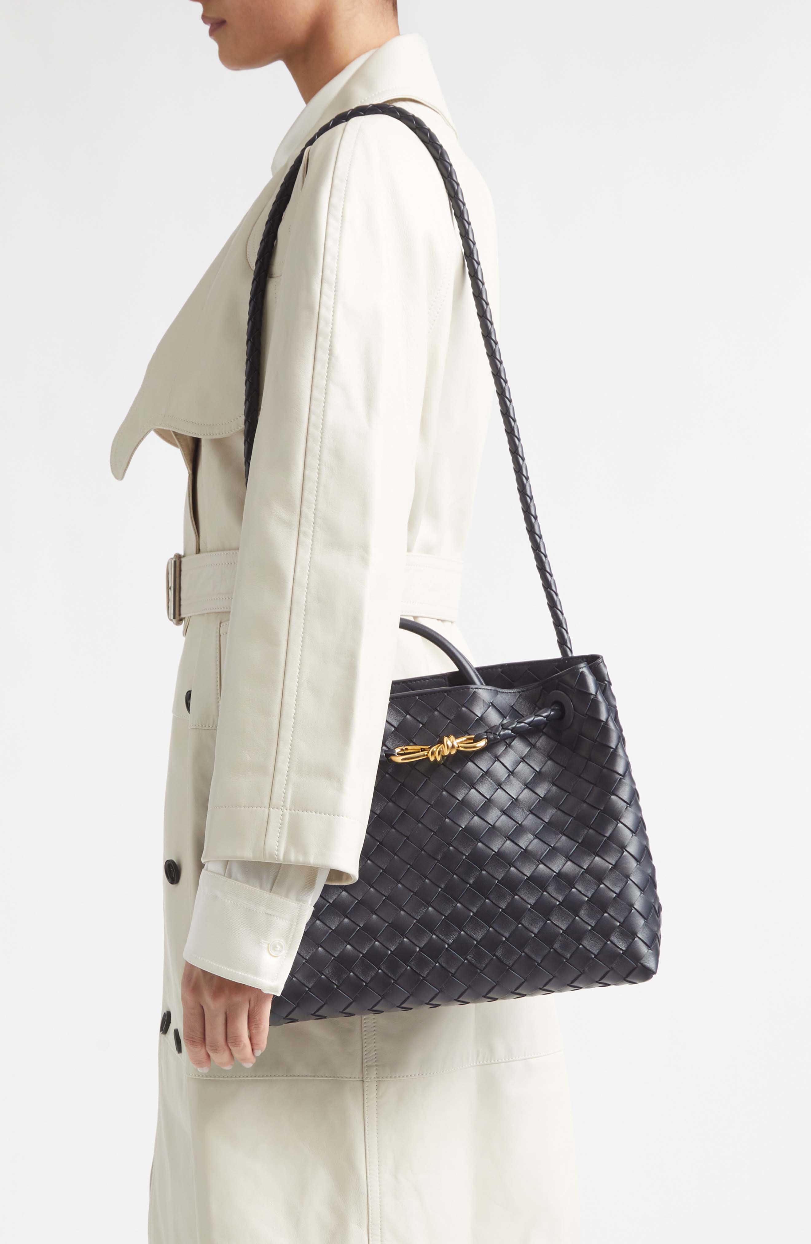Medium Andiamo Intrecciato Shoulder Bag, Alternate, color, 4334 MIDNIGHT-M B-MIDN