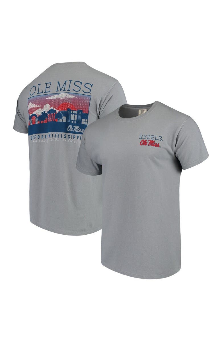 IMAGE ONE Men's Gray Ole Miss Rebels Comfort Colors Campus Scenery T-Shirt, Alternate, color, 