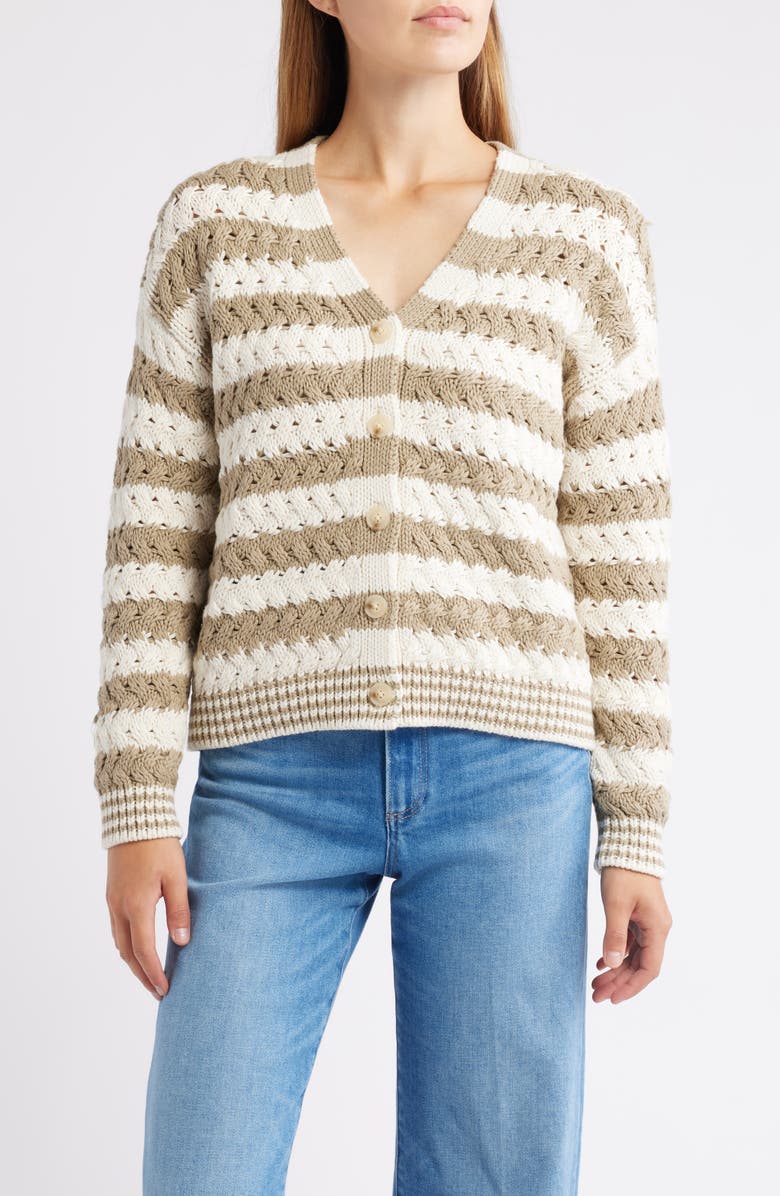 Tommy Bahama Dockside Dream Open Stitch Cardigan, Main, color, Coconut