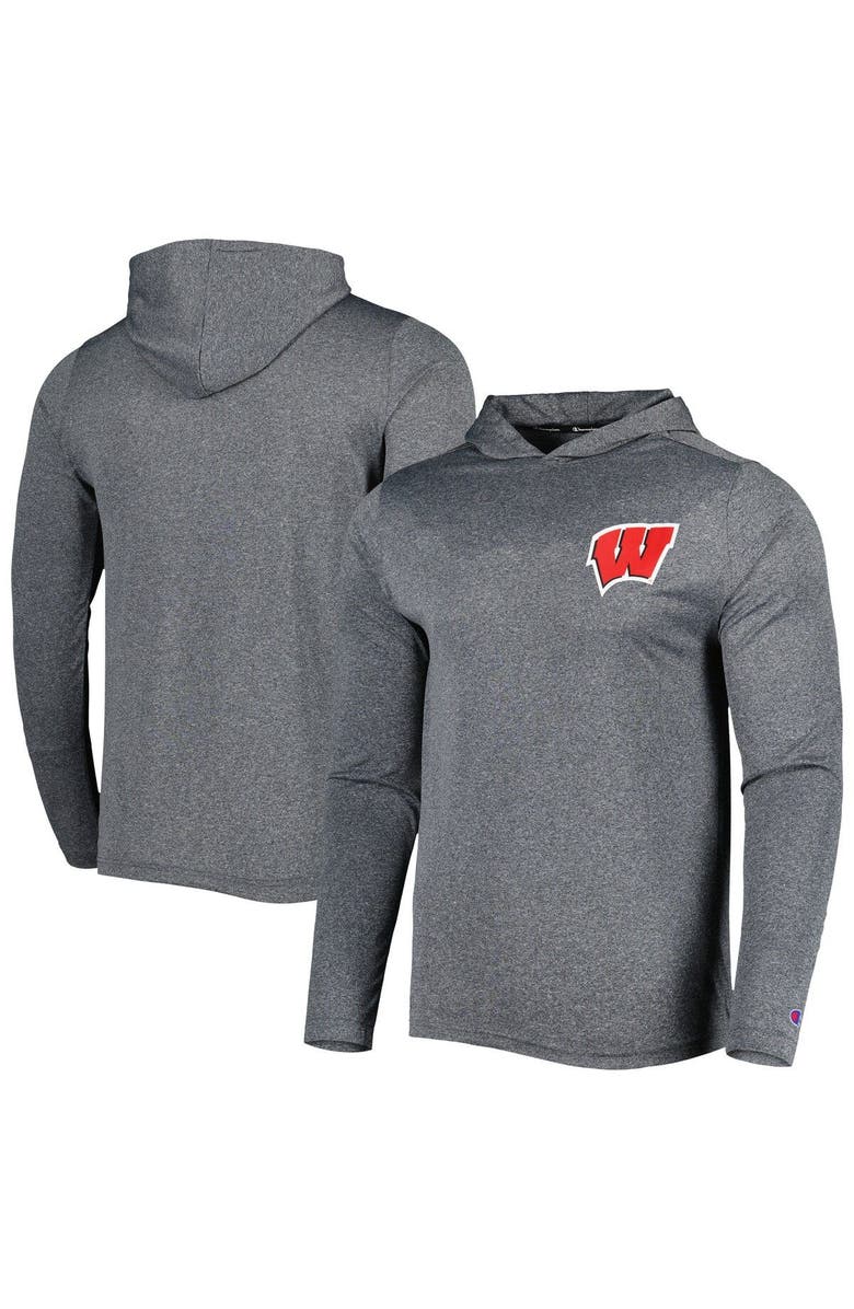 KNIGHTS APPAREL Men's Champion Gray Wisconsin Badgers Hoodie Long Sleeve T-Shirt, Main, color, Gray