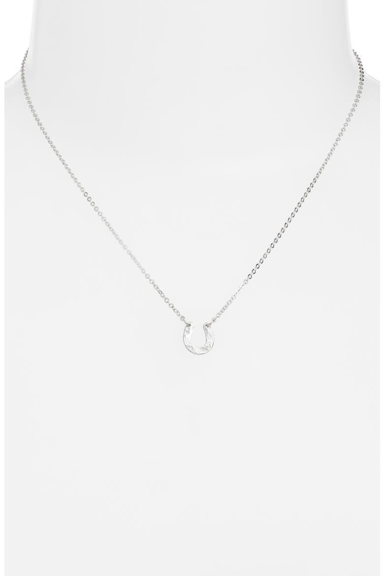 Horseshoe Pendant Necklace, Alternate, color, STERLING SILVER