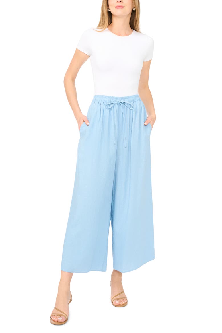 Drawstring Crop Wide Leg Pants, Alternate, color, SOFT CHAMBRAY