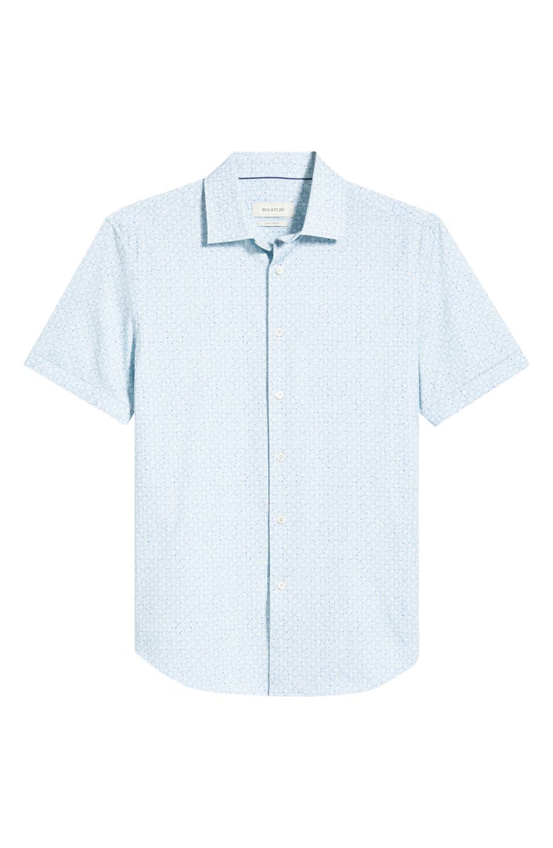 Bugatchi Miles OoohCotton<sup>®</sup> Print Short Sleeve Button-Up Shirt, Alternate, color, Seafoam