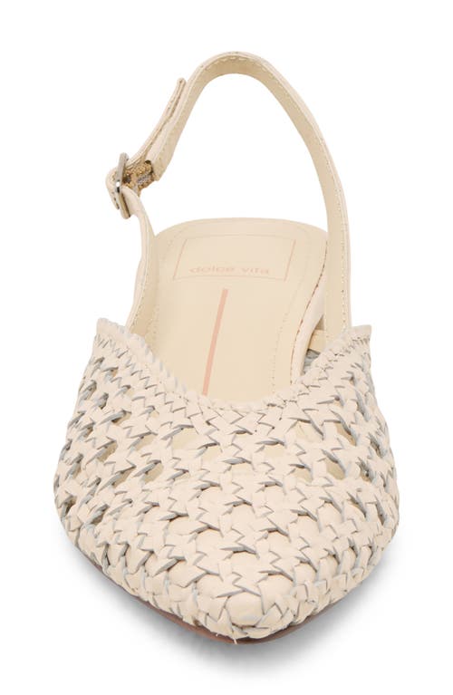 Dolce Vita Birdie Pointed Toe Slingback Flat In Off White Woven Leather