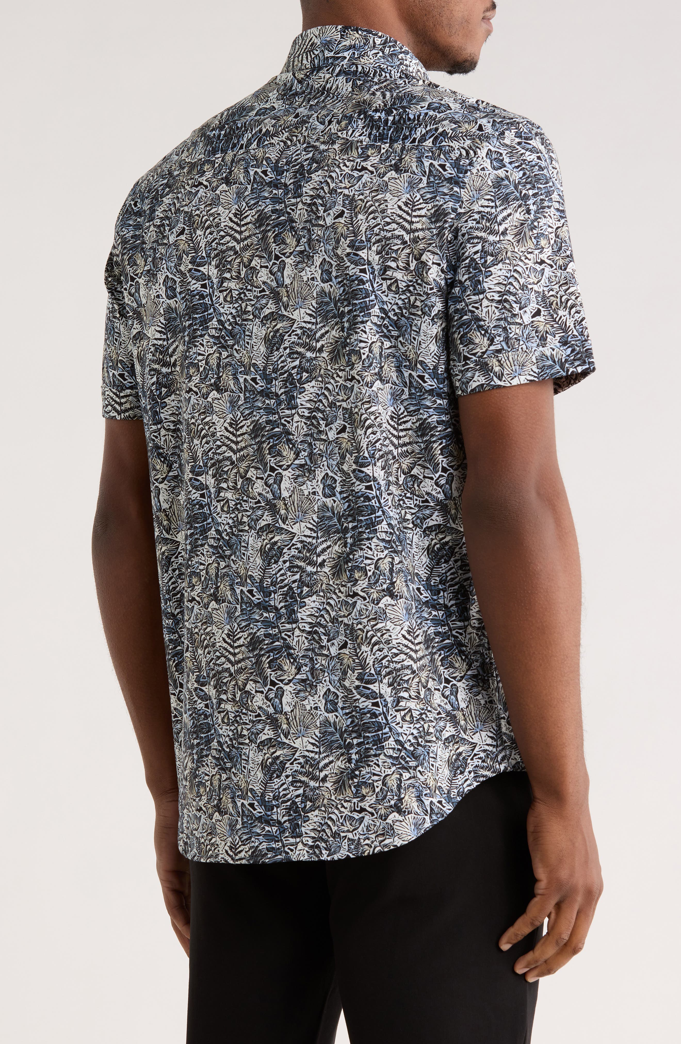 Print Short Sleeve Button-Up Shirt - image 2